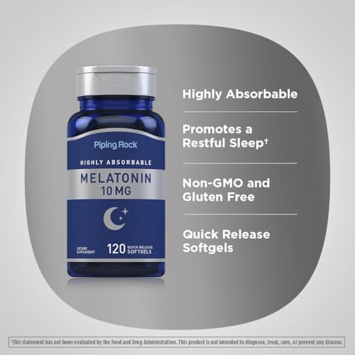Melatonina Piping Rock 10mg | 120 Cápsulas Blandas | Suplemento de Liberación Rápida | Alta Absorción | Sin OGM, Sin Gluten - imagen 4