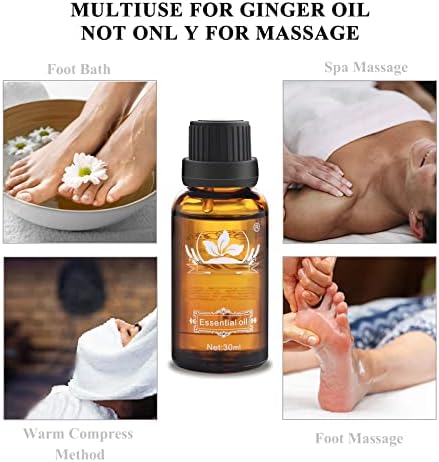 Aceite de Jengibre Ownest 3 Piezas, 100% Natural para Drenaje Linfático, Aceite Relajante para SPA - 30ml - imagen 4