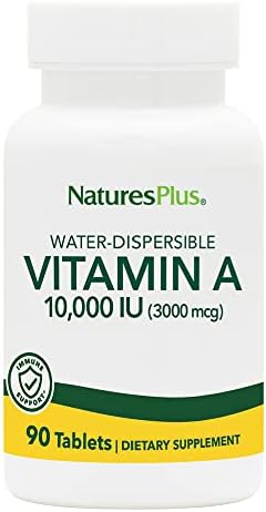 NaturesPlus Vitamina A 10,000 UI - 90 Tabletas Hidrosolubles - Apoyo para Visión, Piel y Sistema Inmunológico - 90 Porciones - imagen 1