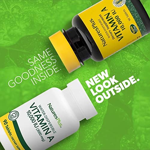 NaturesPlus Vitamina A 10,000 UI - 90 Tabletas Hidrosolubles - Apoyo para Visión, Piel y Sistema Inmunológico - 90 Porciones - imagen 2
