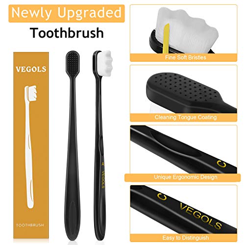 Cepillo de Dientes VEGOLS Adulto Extra Suave con 20,000 Cerdas Blandas, Paquete de 6 Cepillos Manuales Micro Nano para Proteger Encías Sensibles - - imagen 3