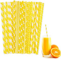 Popotes de Papel Amarillos Desechables, 100 Piezas para Decoraciones de Fiestas, Cumpleaños, Bodas, Bautizos, Jugos, Batidos y Buffets - imagen 1