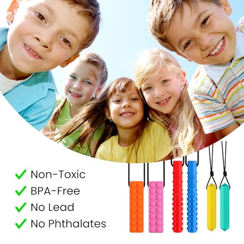Collar Masticable para Niños Sensibles, Juguetes Sensoriales, 6 Piezas de Silicona de Grado Alimenticio para Autismo, TDAH, Ansiedad y Estimulación - imagen 5