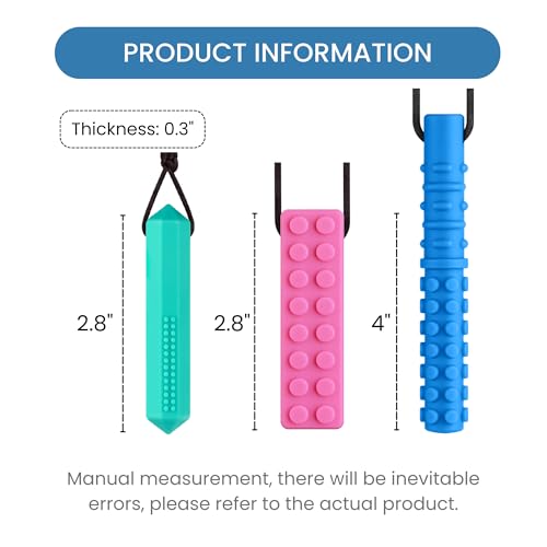 Collar Masticable para Niños Sensibles, Juguetes Sensoriales, 6 Piezas de Silicona de Grado Alimenticio para Autismo, TDAH, Ansiedad y Estimulación - imagen 6