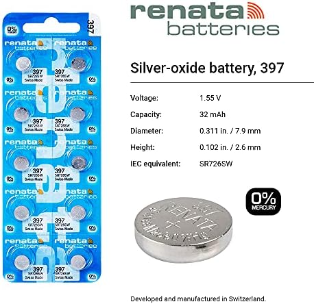 Baterías Renata 397 de Óxido de Plata 0% Mercurio (Paquete de 5) - imagen 2