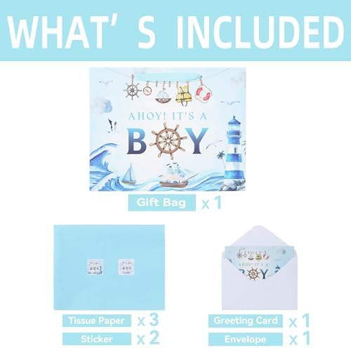 Set de Bolsa de Regalo Grande Qirrmiy de 13'' para Cumpleaños de Niño con Asas, Tarjeta de Felicitación, Papel de Seda y Stickers, 1 Pcs - imagen 3