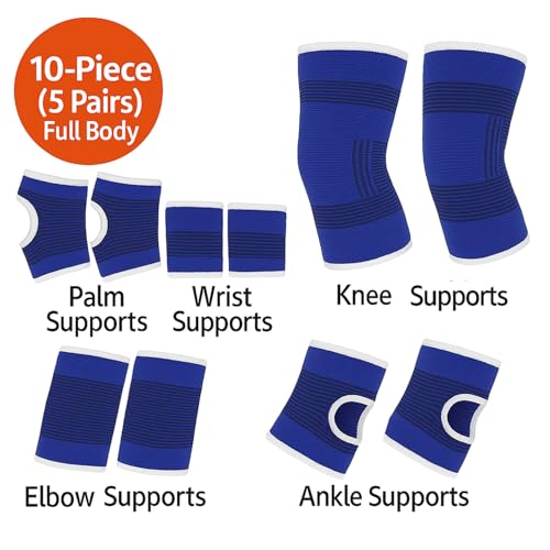 Juego de 10 Soportes de Compresión BNYD para Rodilla, Codo, Muñeca, Palma y Tobillo — Alivio del Dolor, Protección de Lesiones Deportivas, Soporte - imagen 3