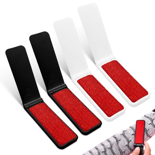 Juego de 4 Cepillos Quitapelusas Plegables (2 Blancos + 2 Negros) - Portátiles y Reutilizables para Ropa, Muebles y Pelo de Mascotas - Tamaño - imagen 1