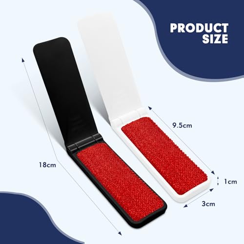 Juego de 4 Cepillos Quitapelusas Plegables (2 Blancos + 2 Negros) - Portátiles y Reutilizables para Ropa, Muebles y Pelo de Mascotas - Tamaño - imagen 3