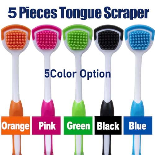 Juego de 5 Limpiadores de Lengua y Cepillos para Adultos con Estuche de Viaje, Micro Cerdas (5 Colores) - imagen 2