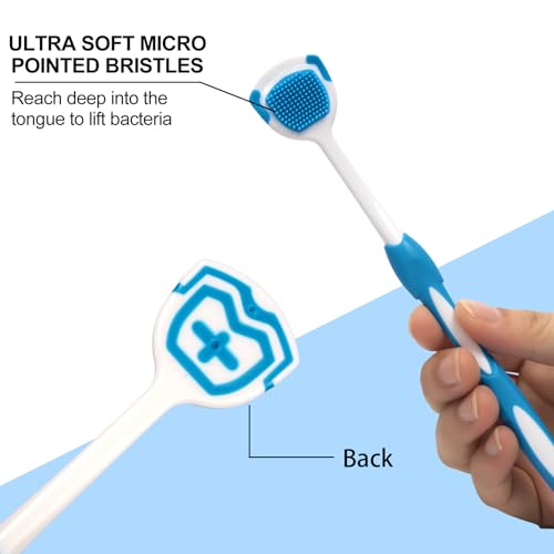 Juego de 5 Limpiadores de Lengua y Cepillos para Adultos con Estuche de Viaje, Micro Cerdas (5 Colores) - imagen 6