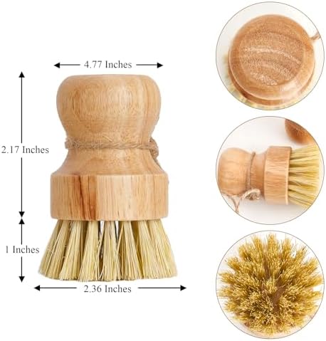 Cepillo de Cocina Diahom de Bambú 3 Piezas con Cuerda para Colgar, Ideal para Limpiar Ollas y Sartenes - imagen 2