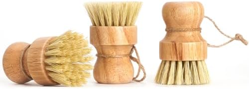 Cepillo de Cocina Diahom de Bambú 3 Piezas con Cuerda para Colgar, Ideal para Limpiar Ollas y Sartenes - imagen 3
