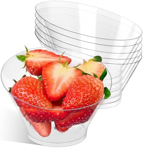 Tazones de Plástico Soelomu de 6 oz, Paquete de 20, Tazones Pequeños Angulados Transparentes para Aperitivos, Postres, Helados, Ensaladas, Papas y - imagen 1