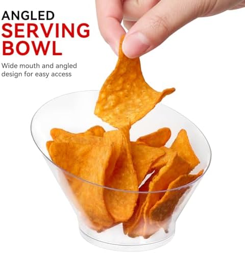 Tazones de Plástico Soelomu de 6 oz, Paquete de 20, Tazones Pequeños Angulados Transparentes para Aperitivos, Postres, Helados, Ensaladas, Papas y - imagen 3