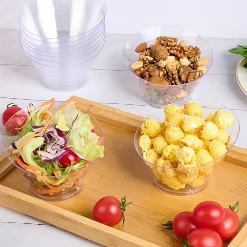 Tazones de Plástico Soelomu de 6 oz, Paquete de 20, Tazones Pequeños Angulados Transparentes para Aperitivos, Postres, Helados, Ensaladas, Papas y - imagen 5