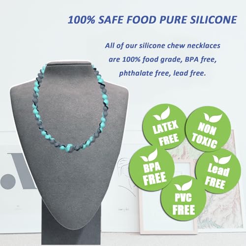 Collar Masticable para Niños Sensory, Diseño Seguro de Una Pieza, Chewies para Autismo, TDAH, SPD, Collar de Silicón para Mamás que Reduce Estrés y - imagen 2