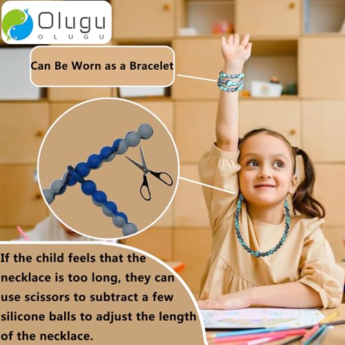 Collar Masticable para Niños Sensory, Diseño Seguro de Una Pieza, Chewies para Autismo, TDAH, SPD, Collar de Silicón para Mamás que Reduce Estrés y - imagen 5