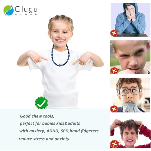 Collar Masticable para Niños Sensory, Diseño Seguro de Una Pieza, Chewies para Autismo, TDAH, SPD, Collar de Silicón para Mamás que Reduce Estrés y - imagen 6