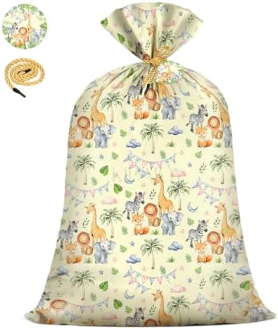 KIDAJOY 1 Pz Bolsa Grande de Plástico para Regalos de Animales - 56 * 36 Pulgadas, Diseño de Animales para Baby Shower, Fiestas de Nuevos Nacidos, - imagen 1