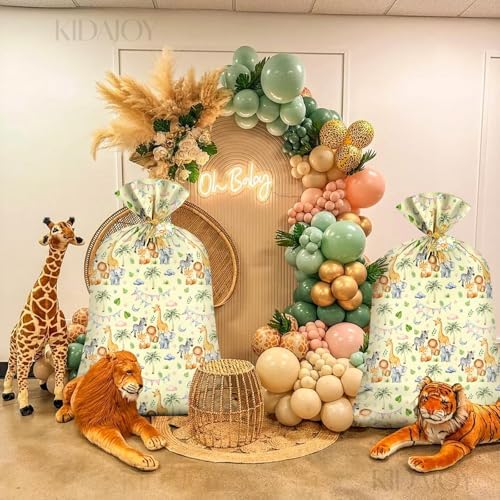 KIDAJOY 1 Pz Bolsa Grande de Plástico para Regalos de Animales - 56 * 36 Pulgadas, Diseño de Animales para Baby Shower, Fiestas de Nuevos Nacidos, - imagen 6