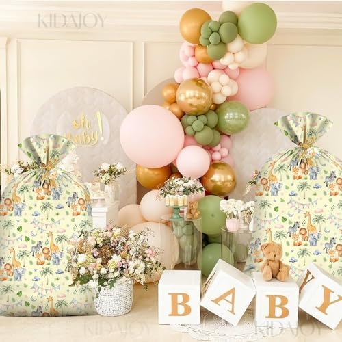 KIDAJOY 1 Pz Bolsa Grande de Plástico para Regalos de Animales - 56 * 36 Pulgadas, Diseño de Animales para Baby Shower, Fiestas de Nuevos Nacidos, - imagen 7