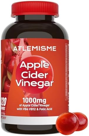 Gomitas de Vinagre de Sidra de Manzana ATLEMISME, 120 piezas (2 meses), Máxima Potencia 1000mg con Vitaminas B y Antioxidantes para Digestión, - imagen 1
