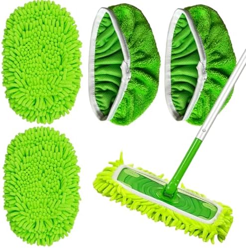 Paquete de 4 Almohadillas de Chenille Reforzadas UFOGIFF Compatibles con Mops Swiffer y Mops de 10-12 Pulgadas, Reutilizables y Lavables para Pisos - imagen 1