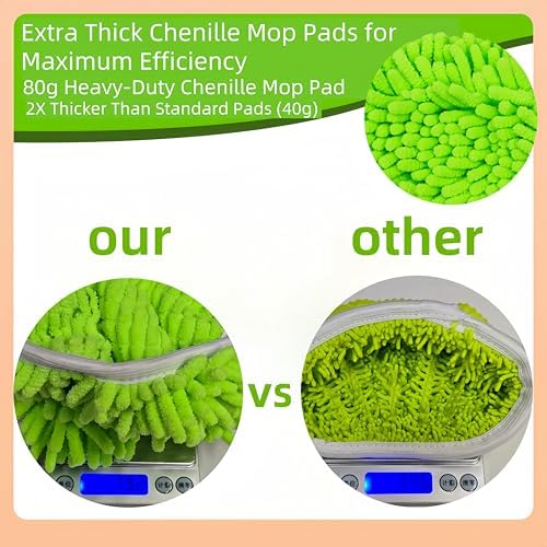 Paquete de 4 Almohadillas de Chenille Reforzadas UFOGIFF Compatibles con Mops Swiffer y Mops de 10-12 Pulgadas, Reutilizables y Lavables para Pisos - imagen 2