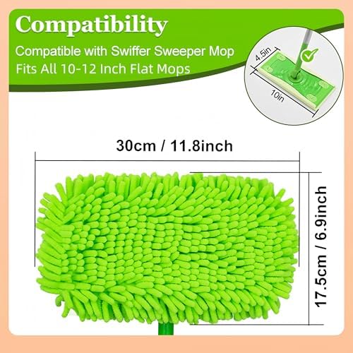 Paquete de 4 Almohadillas de Chenille Reforzadas UFOGIFF Compatibles con Mops Swiffer y Mops de 10-12 Pulgadas, Reutilizables y Lavables para Pisos - imagen 3