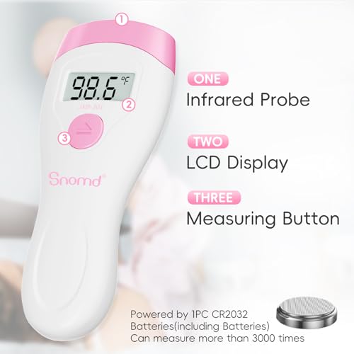Termómetro Digital Sin Contacto Snomd, Termómetro Infrarrojo 2 en 1 para Adultos, Niños y Bebés con Alarma de Fiebre y Lectura Instantánea, Precisión - imagen 8