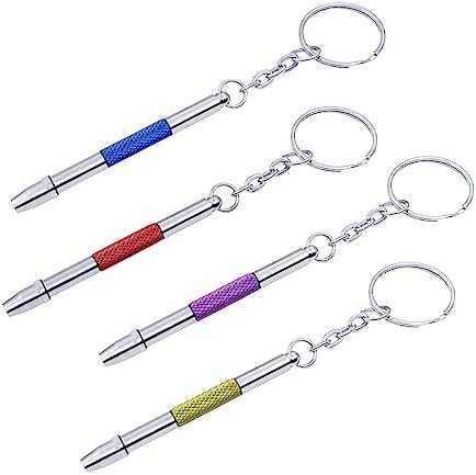 Juego de 4 Piezas de Destornillador Mini para Gafas, Kit de Destornillador de Precisión 4 en 1, Set de Reparación de Gafas y Relojes con Llavero, - imagen 1