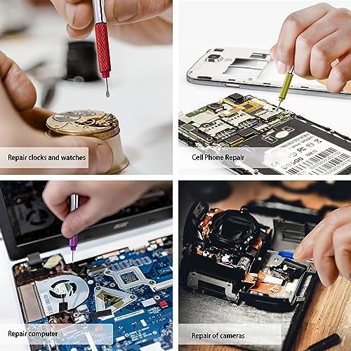 Juego de 4 Piezas de Destornillador Mini para Gafas, Kit de Destornillador de Precisión 4 en 1, Set de Reparación de Gafas y Relojes con Llavero, - imagen 5