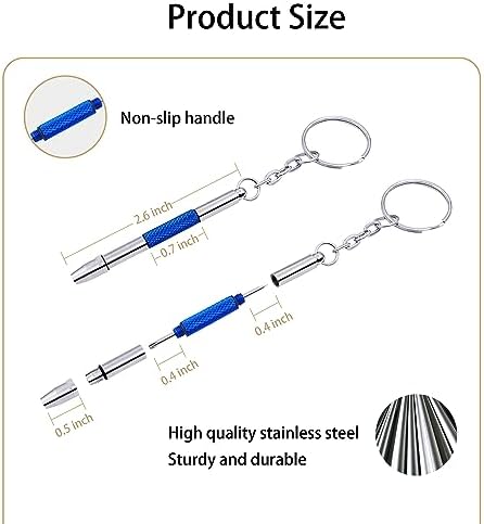 Juego de 4 Piezas de Destornillador Mini para Gafas, Kit de Destornillador de Precisión 4 en 1, Set de Reparación de Gafas y Relojes con Llavero, - imagen 6