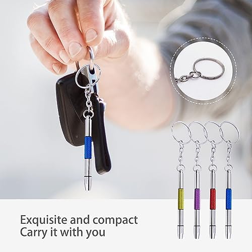 Juego de 4 Piezas de Destornillador Mini para Gafas, Kit de Destornillador de Precisión 4 en 1, Set de Reparación de Gafas y Relojes con Llavero, - imagen 7