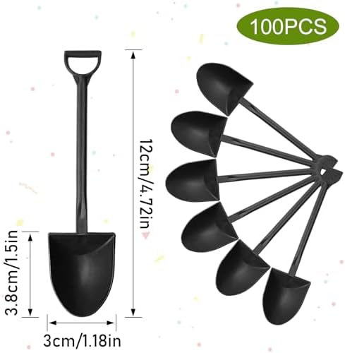 100 PZS Cucharas Mini Pala para Postres, Empaque Individual, Cucharas de Plástico Negro para Fiesta o Reunión Familiar - imagen 2