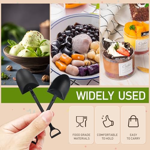 100 PZS Cucharas Mini Pala para Postres, Empaque Individual, Cucharas de Plástico Negro para Fiesta o Reunión Familiar - imagen 4