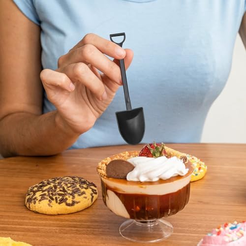 100 PZS Cucharas Mini Pala para Postres, Empaque Individual, Cucharas de Plástico Negro para Fiesta o Reunión Familiar - imagen 5