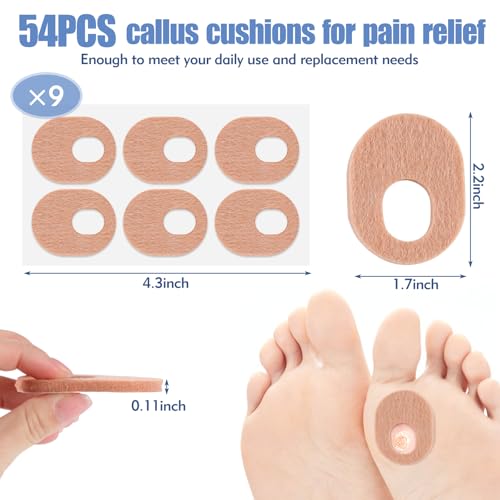 FLATRI 54 Piezas de Almohadillas para Dedos, Almohadillas Ovaladas Autoadhesivas Impermeables, Protectores para Callos para Hombres y Mujeres - imagen 2