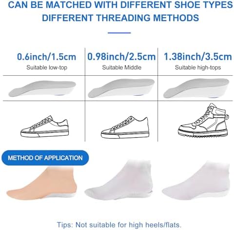 Plantillas Elevadoras para Sneakers de Hombre - 3 Pares, Soporte Arco Ortopédico para Aliviar Tendinitis de Aquiles, Pies Planos y Molestias en los - imagen 3