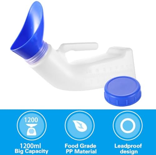 Botella de Orina Unisex para Hombres y Mujeres, 1200ML, a Prueba de Derrames, Portátil, con Tapa de Rosca y Embudo, Ideal para Viajes y Personas - imagen 4