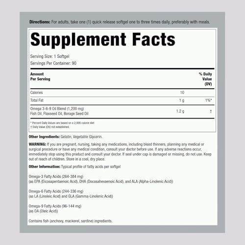 Suplementos Lindberg Omega 3 6 9 | 1200mg | 90 Cápsulas Blandas | Ácidos Grasos Esenciales | Aceite de Pescado, Linaza y Borraja | Sin OGM, Sin Gluten - imagen 2
