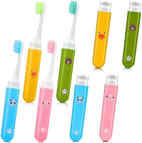 CHENGU Set de 8 Cepillos de Dientes Suaves de Viaje Mini Portátiles con Estuche, Cepillos de Camping para Hogar, Escuela y Viajes, 4 Colores - imagen 1