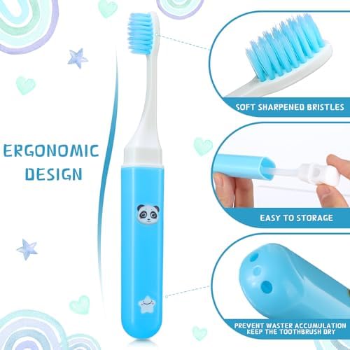 CHENGU Set de 8 Cepillos de Dientes Suaves de Viaje Mini Portátiles con Estuche, Cepillos de Camping para Hogar, Escuela y Viajes, 4 Colores - imagen 3
