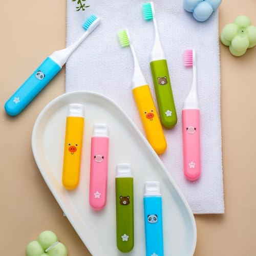 CHENGU Set de 8 Cepillos de Dientes Suaves de Viaje Mini Portátiles con Estuche, Cepillos de Camping para Hogar, Escuela y Viajes, 4 Colores - imagen 4