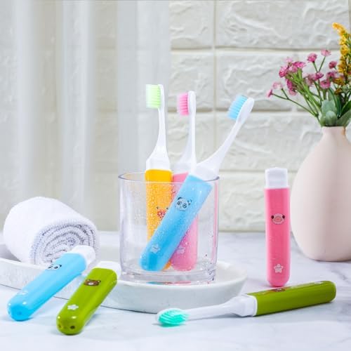 CHENGU Set de 8 Cepillos de Dientes Suaves de Viaje Mini Portátiles con Estuche, Cepillos de Camping para Hogar, Escuela y Viajes, 4 Colores - imagen 5