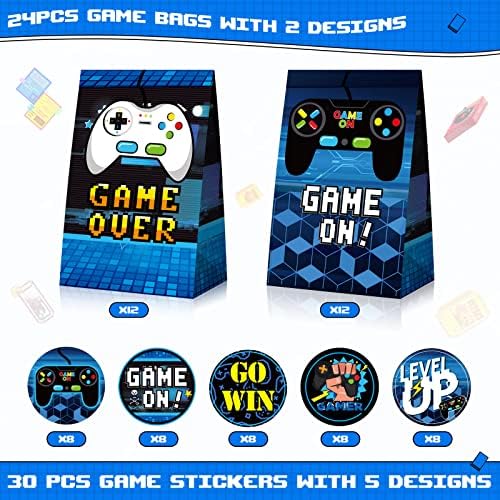 Pajean 24 Pzs Bolsa de Regalo para Juegos, Suministros para Fiesta de Videojuegos, Favor de Fiesta Gamer con 30 Pzs de Stickers para Decoraciones de - imagen 3