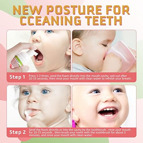Pasta de Dientes Espuma para Niños 2 Piezas, Pasta de Dientes de Mousse con Flúor para Niños, Sabor Fresa y Sandía, Anti-Cárcies para Niños 3+ Años - imagen 2
