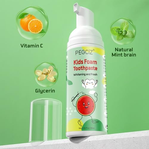 Pasta de Dientes Espuma para Niños 2 Piezas, Pasta de Dientes de Mousse con Flúor para Niños, Sabor Fresa y Sandía, Anti-Cárcies para Niños 3+ Años - imagen 6