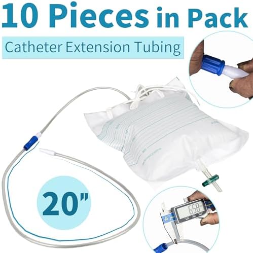 VWJ Paquete de 10 Tubos de Extensión de 20 Pulgadas para Bolsa de Pierna – Manguera de Drenaje Flexible y Libre de Látex con Conector – Ajuste - imagen 3